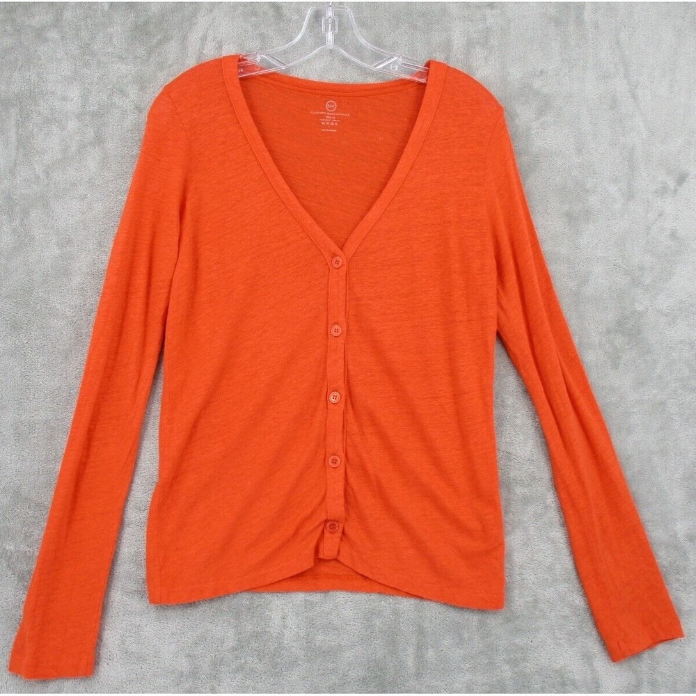 Neiman Marcus Sweater‎ Womens Medium Linen Cardigan Button Lightweight Career